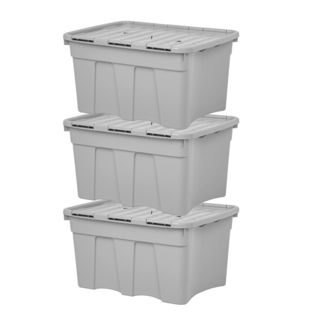 Wham Croc Box Storage Soloutions 54L Pack of 3 Upcycled Grey