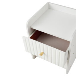 Warm White 2-Drawer Nightstand with Fluted Wave Fronts