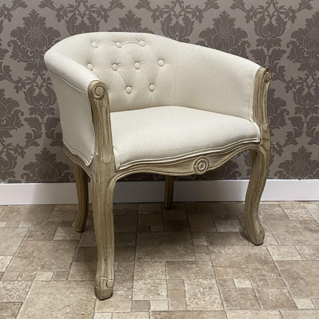 Kiley Upholstered Dining Chair - Handcrafted Linen Armchair with Carved Frame, Elegant Dining Room Furniture