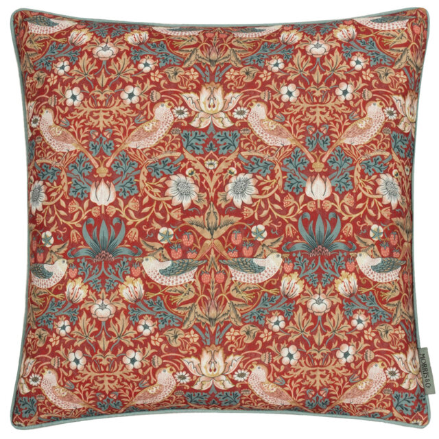 Strawberry Thief Indoor / Outdoor Floral Square Cushion Cover