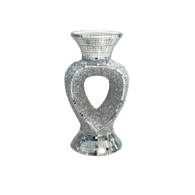 Ceramic Mirrored Vase Glitter Flower Vase Silver