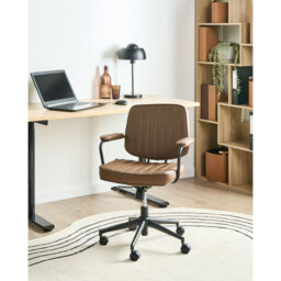 Desk Chair BERNE Faux Leather Beige