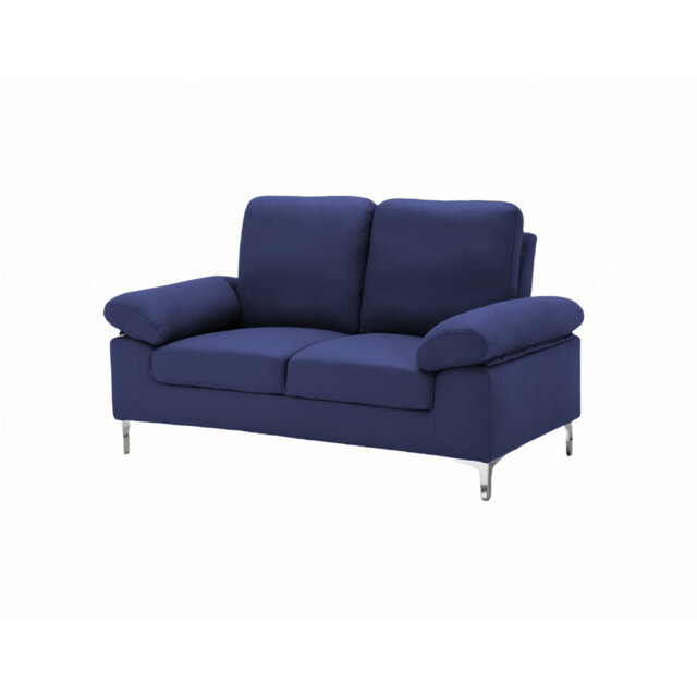 Modern Sofa 2 and 1 Seaters Set Fabric with Chrome Feet - Comfortable Couch with Cushion for Living Room, Bedroom or Office