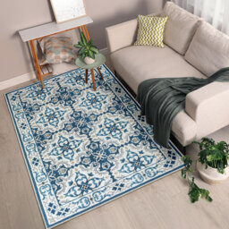 Luna Traditional Pattern Printed Area Rug - Soft, Low-Pile Rug for Living Room & Bedroom
