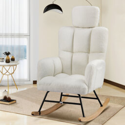 Rocking Chair, Nursing Chair With High Backrest, Height Adjustable Comfy Reading Armchairs For Adults For Living Room, Bedrooms, Balcony
