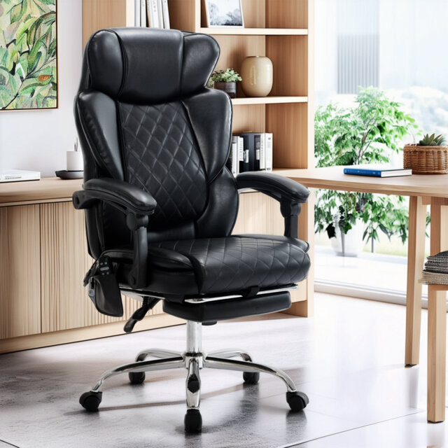 Ergonomic Office Chair With Massage & Heat - 125kg Capacity, Adjustable & Tilting