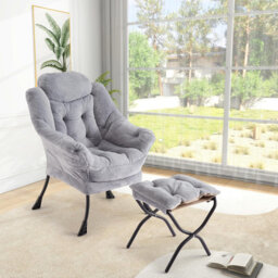 Lazy Chair with Ottoman, Modern Lounge Accent Chair, Leisure Sofa Armchair with Footrest