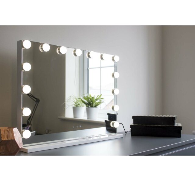 Terri Lighted Metal Framed Mounts to Dresser Mirror Dresser in White