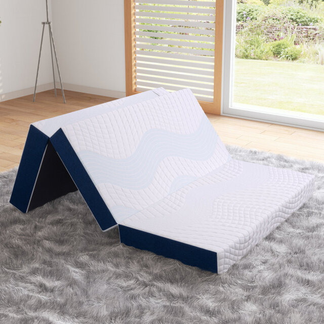 10 & 15cm Medium-Firm Foldable Memory Foam Mattress, Gel-Infused, Removal Cover, Shipped In-A-Box