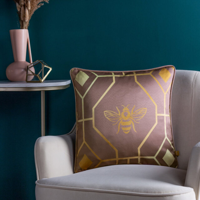 Bee Deco Geometric Square Cushion