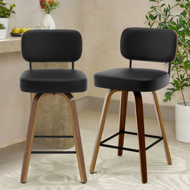 Swivel Bar Stools & Counter Stools Walnut Bentwood & Faux Leather