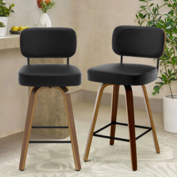 Swivel Bar Stools & Counter Stools Walnut Bentwood & Faux Leather
