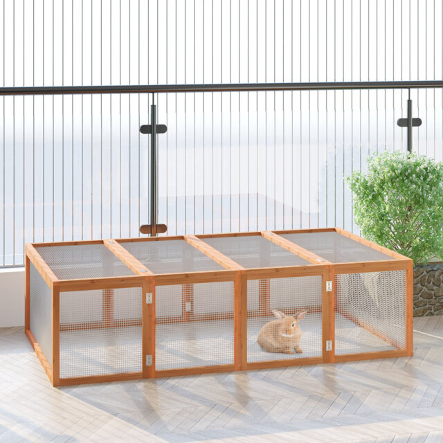 Harriett Rabbit Hutch with Wire Mesh Safety Run and Play Space