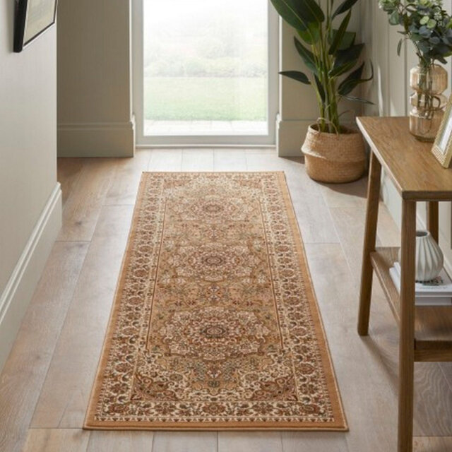 Traditional Bordered Floral Rug, Stain Resistant Area Rug For Bedroom, & Dining Room