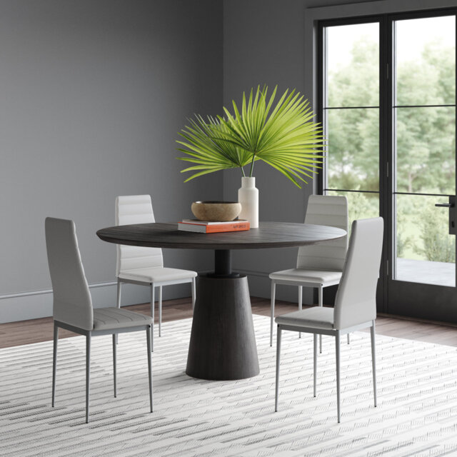 Etzel Set of 4 Modern Faux Leather Armless High Back Dining Chairs