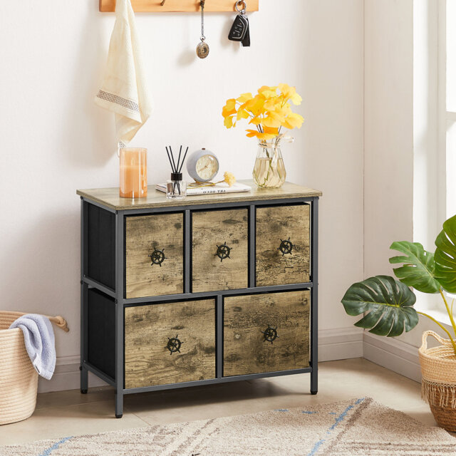 Cardere Dresser with 5 Drawers Furniture Storage Chest Organizer Unit Bins for Bedroom