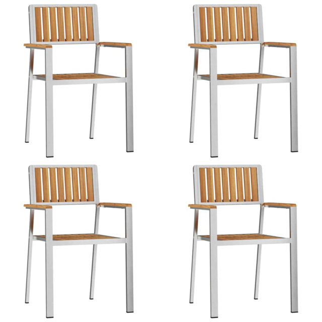 Garden Chair 4 Pcs Brown 56 X 54.5 X 87Cm Solid Teak Wood