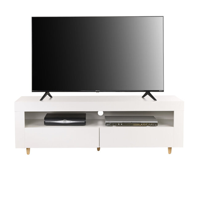 "Woolhorpe White TV Stand Cabinet with Lights for TVs up to 65"", 140cm"
