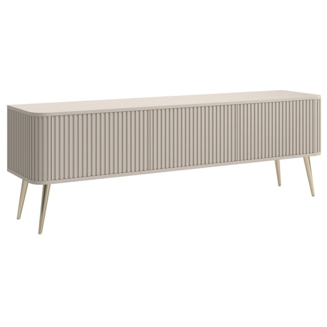 Ovarlo TV Cabinet with Fluted Design, Three-Door with Legs