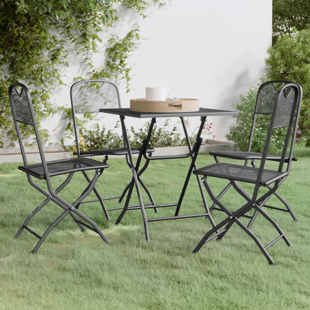 Dakota Fields 5 Piece Garden Dining Set Expanded Metal Mesh Anthracite