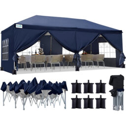 3x6m (10x20ft) Pop Up Canopy Gazebo with Removable Sidewalls, Adjustable Height Event Shelter