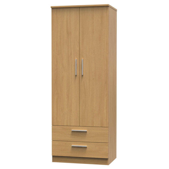 Borgeson 2 Door 2 Drawer Wardrobe in Kashmir Gloss & Bardolino Oak