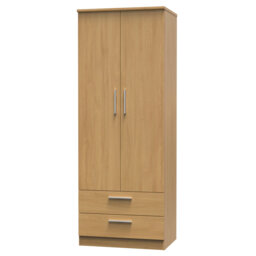 Borgeson 2 Door 2 Drawer Wardrobe in Kashmir Gloss & Bardolino Oak