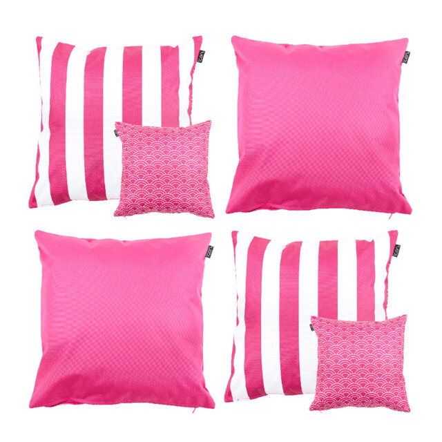 icon Indoor and Outdoor Waterproof Filled Cushion 2x Checkerboard Pink & 2x Pink