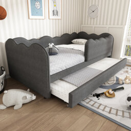 Cloudscape Upholstered Single Daybed with Pull Out Trundle Bed