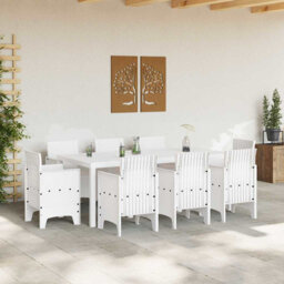 Garden Dining Set 9 Pcs White Poly Rattan