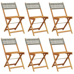 Vidaxl Folding Garden Chairs in black poly rattan and solid wood