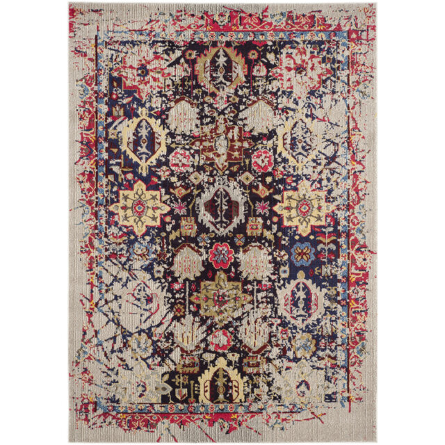 Joaquin Looped/Hooked Grey/Black/Red Rug
