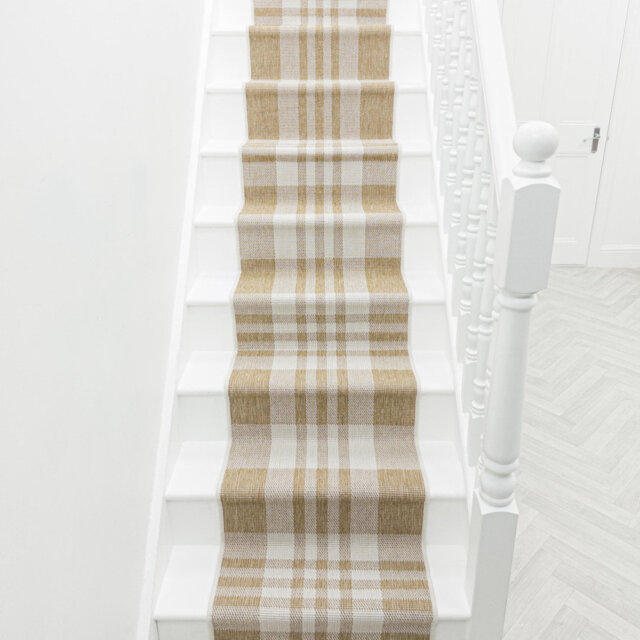 Chequered Brown Stair Runner â Reversible, Durable & Hardwearing Carpet for Stairs & Staircases, Multiple Lengths