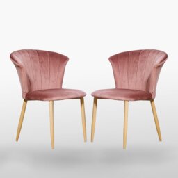 Siyana Modern Velvet Dining Chairs - Ergonomic Curved Back with Solid Wooden Legs