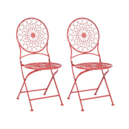 Set Of 2 Metal Garden Folding Chairs Red Octavius
