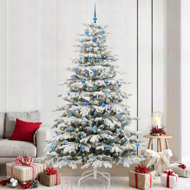 Artificial Hinged Christmas Tree White PE and PVC