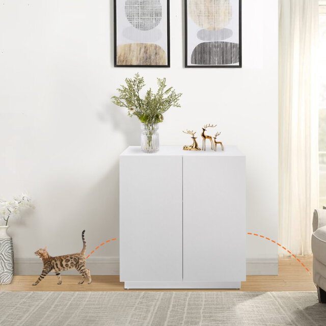 Large Cat Litter Box Enclosure with Adjustable Shelf and Storage