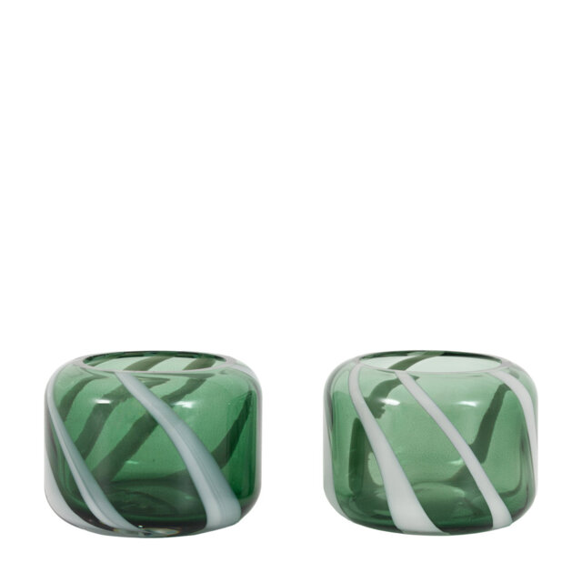 2 Piece Glass Tabletop Tealight Holder Set