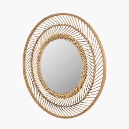 Rodovre Round Framed Wall Mounted Accent Mirror in Natural