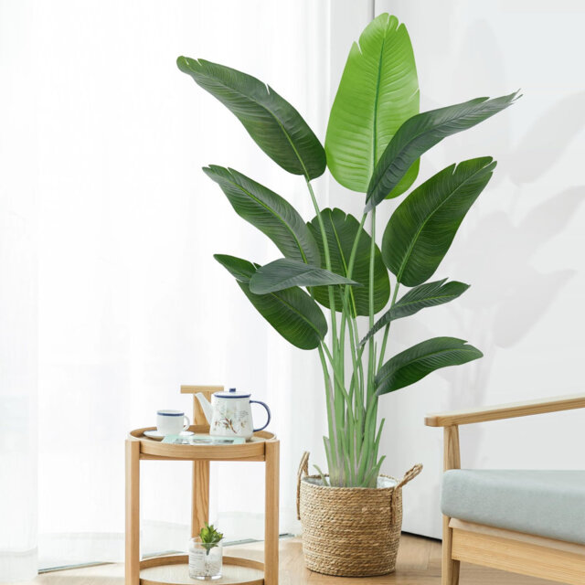 150CM Fake Tropical Banana Tree With 10 Leaves, Artificial Bird Of Paradise Plant Outdoor - Perfect Faux Plants For Indoor, Floor Plant In Pot For Hom
