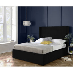 Plain Wing Kailua Upholstered Bed Frame - Plush Velvet Wingback with Sprung Slats
