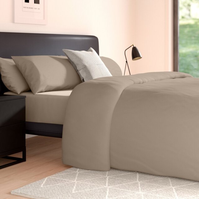 Cotton Blend Plain Dyed Duvet Cover Set with Pillowcases - Premium Polycotton Bedding for Comfort & Style