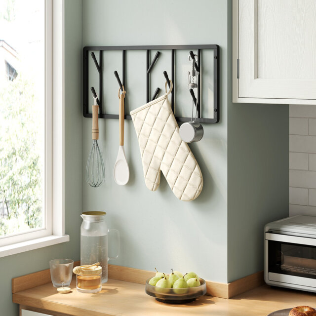 Coat Hooks Wall Mounted Coat Rack With 8 Rotatable Hooks, Metal Space-Saving Wall Hanger For Hallway Bedroom Bathroom Dressing Room
