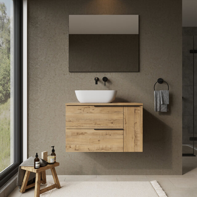 Sahanna Ostippo Wall Hung Vanity Unit With Matching Worktop - 800mm