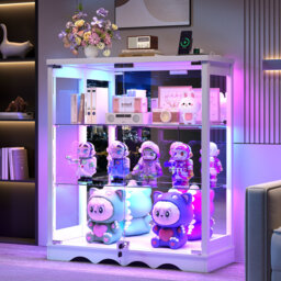 3-Tier Display Cabinet with Human Body Sensor RGB Lights