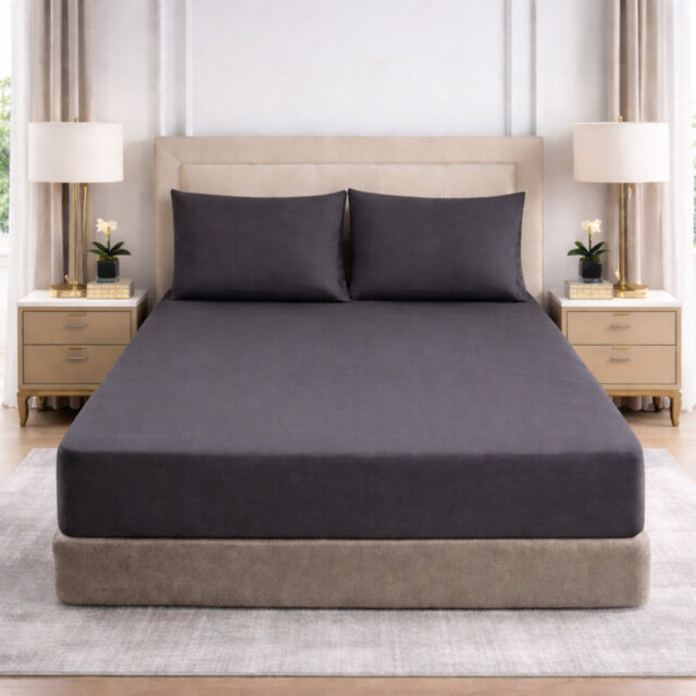 25cm Deep Pocket Fitted Sheet - Soft Microfiber Elasticated Bed Sheet Bottom