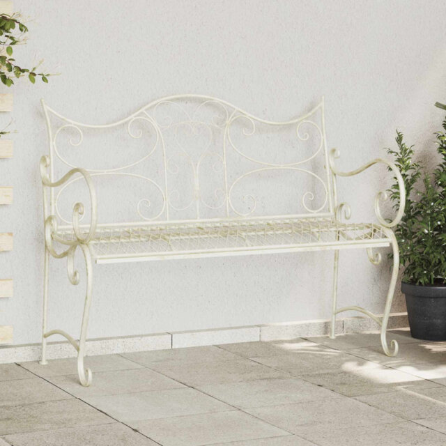 Garden Bench Steel Outdoor Seating Modern Patio Furniture Park Durable