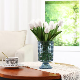 Pedestal Glass Vase, Large Floral Vase for Living Room & Wedding Decor