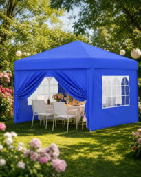 3x3m Folding Gazebo – Waterproof Pop-Up Tent with 4 Side Walls, UV Protection & Adjustable Height for Garden & Outdoor Use