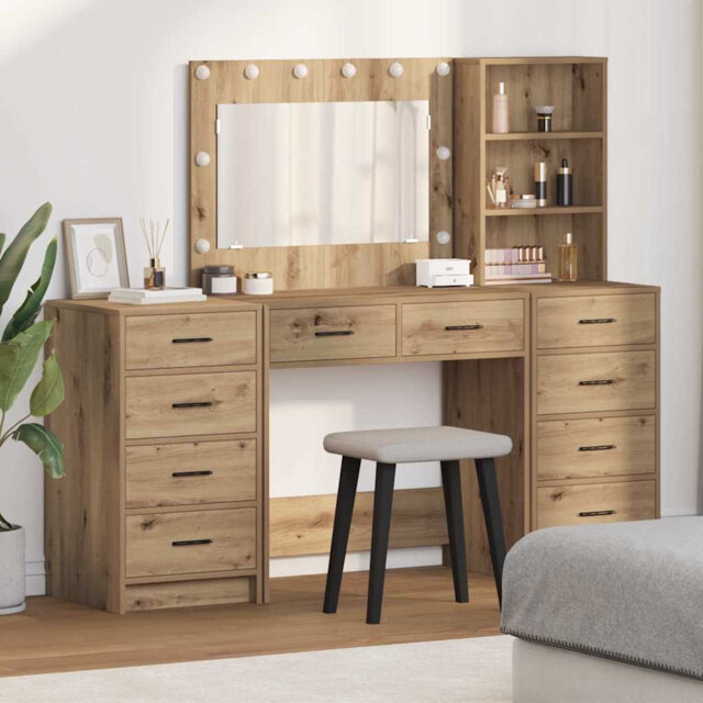 Dressing Table 3 Pcs Brown 40 X 41 X 135 Cm Engineered Wood